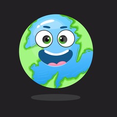 Cute funny happy Earth planet character.

Vector hand drawn cartoon kawaii character illustration icon. Isolated on white background. Cartoon baby Earth planet cute kawaii character concept