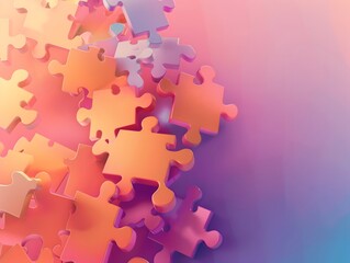 Business strategy template featuring puzzle pieces coming together, representing teamwork and innovation