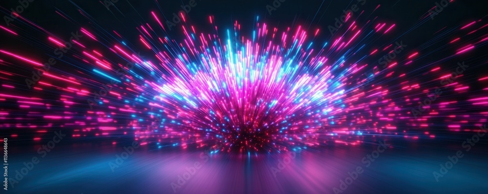 Poster a vibrant explosion of colorful light beams radiates outward, creating a dynamic visual effect again