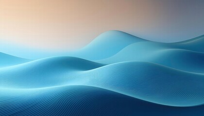 Fototapeta premium Serene Blue Waves: Abstract digital art depicting calming, flowing blue waves under a soft, pastel sky. Ideal for relaxation, technology, or nature-themed projects. 
