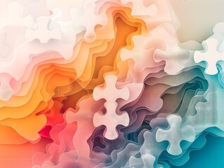 Business strategy template featuring puzzle pieces coming together