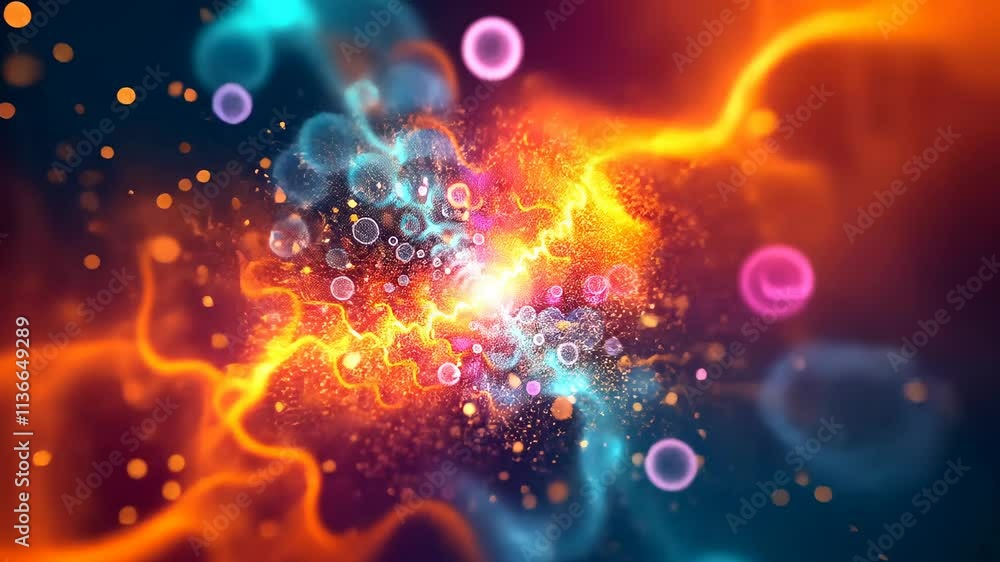 Aufkleber colorful abstract animation showcasing vibrant energy bursts and dynamic shapes in a dark backdrop, 