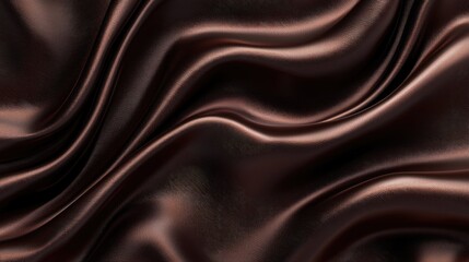 Obraz premium Luxurious smooth dark brown satin fabric with elegant flowing waves