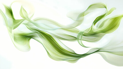 Obraz premium Fresh green leaves swirling in the air with gentle movement on a white background. Zephyrine. Illustration
