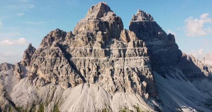 Beautiful afternoon panorama of Tre Cime di Lavaredo, Dolomites Alps mountains, Italy