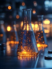 Close up of examining of test sample under the microscope in laboratory.