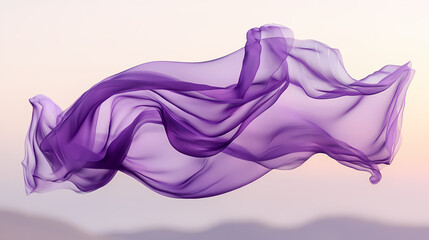 Obraz premium Purple cloth dancing in the breeze against a muted background. Zephyrine. Illustration