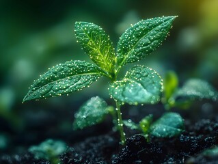 Young Sprout Agricultural Technologies, Scientific Research Banner, Organic Digital Background. Copy Space