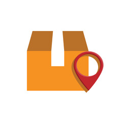 icon box. package location. closed, parcel box, cardboard box, gift box, delivery, symbol icon sign ui and ux design, colored flat design style. vector design