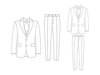 Suit Outline icon vector. Suit Outline in various poses isolated on white background