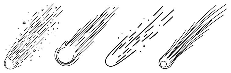 falling comet or star line drawn set © Vasyl Yurlov