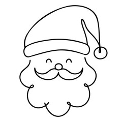 santa claus smiling with happiness face in continuous line drawing or one line continuity vector illustration