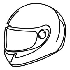 Continuous one line drawing Motorcycle helmet with clipping path. Single line draw design vector graphic illustration.