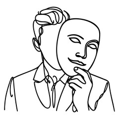 Theater actors with masks line drawn