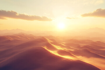 Fototapeta premium Desert Landscape at Golden Hour with Rolling Sand Dunes for Breathtaking Natural Beauty.