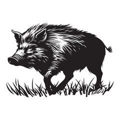 Line art of wild boar vector silhouette
