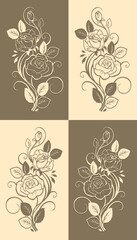 set of elements for design, illustration hand made artwork for Indian textile print 