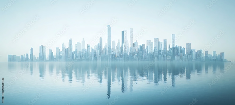 Aufkleber a futuristic cityscape with innovative architecture and open space for text