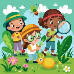 children and flowers