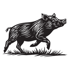 Line art of wild boar vector silhouette