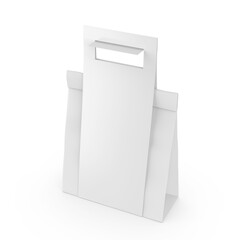 Blank Paper Bag in Paper Carton Holder with Handle 3d Illustration.