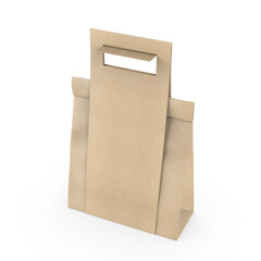 Blank Paper Bag in Paper Carton Holder with Handle 3d Illustration.