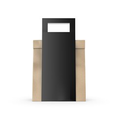 Blank Paper Bag in Paper Carton Holder with Handle 3d Illustration.
