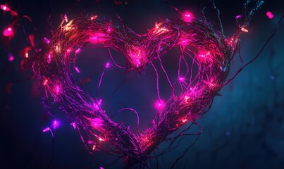 Obraz premium A heart made of lights is shown in the image