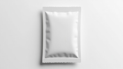Realistic sachet mockup featuring a sleek texture and subtle lighting effects.