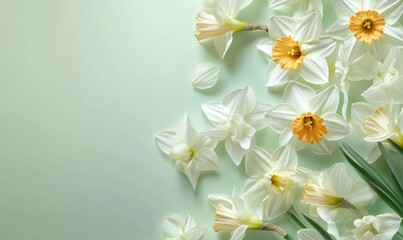 Fototapeta premium A bunch of white flowers with yellow centers