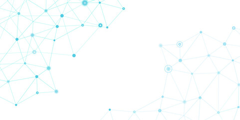 Blue network. futuristic connection technology background with dots and lines for desktop. Structure molecule and communication. Template for science and technology presentation, Vector illustration.