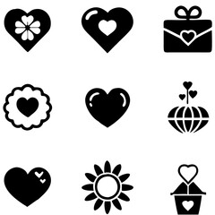  Valentine's Day icons pack white background