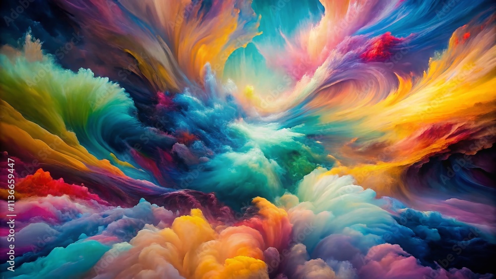 Poster vibrant abstract background with colorful splashes and fluid dynamics for generative ai artistry, pe