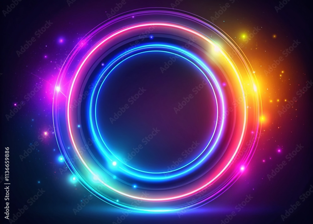 Poster vibrant abstract neon circle design with dynamic lighting for creative projects and digital media - 