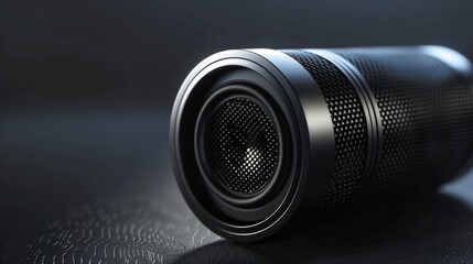 Sleek Black Microphone on Dark Background with Soft Lighting
