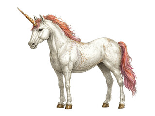 Fototapeta premium Realistic Unicorn Illustration on Transparent Background for Design