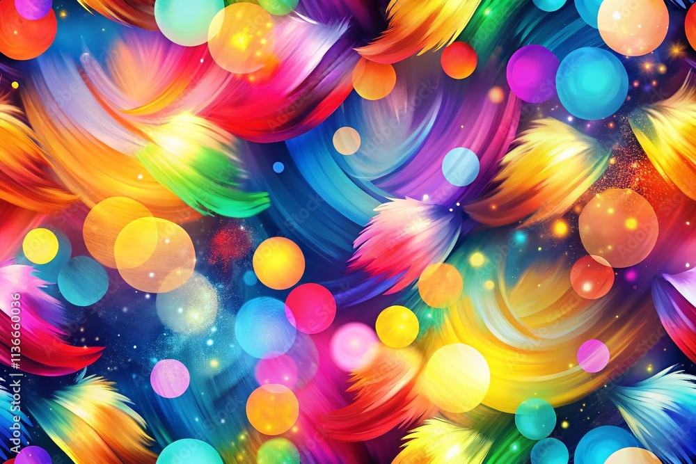 Poster vibrant abstract pattern design featuring colorful brush strokes with bokeh effect for modern art en