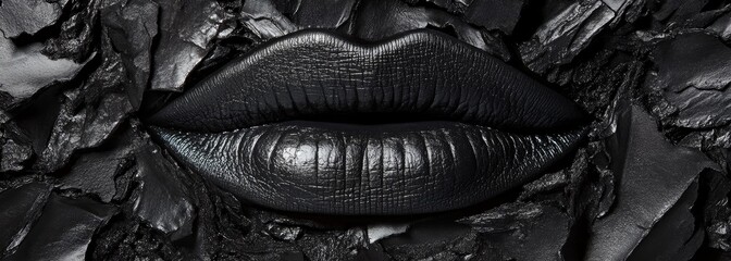 Obraz premium Black lips trand make up composition background