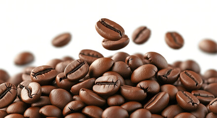 coffee grain closeup, clipping path, isolated on white background