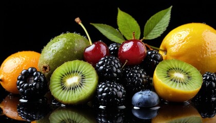 Assortment Fresh Fruit Natural Healthy Vitamin Food Close Up