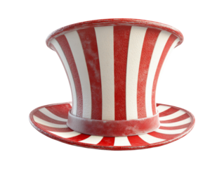 Red and White Striped Tall Hat Isolated on Transparent Background