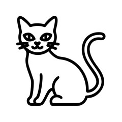 black cat icon, cat day line art, cat day icon - simple black line art icon of black cat, symbolizing cat day celebrations. cat day vector art.