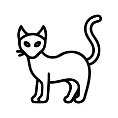black cat icon, cat day line art, cat day icon - simple black line art icon of black cat, symbolizing cat day celebrations. cat day vector art.