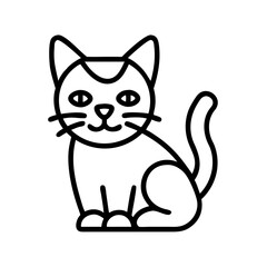 calico cat icon, cat day line art, cat day icon - simple black line art icon of calico cat, symbolizing cat day celebrations. cat day vector art.