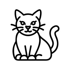 calico cat icon, cat day line art, cat day icon - simple black line art icon of calico cat, symbolizing cat day celebrations. cat day vector art.