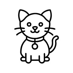 cat collar with bell icon, cat day line art, cat day icon - simple black line art icon of cat collar with bell, symbolizing cat day celebrations. cat day vector art.