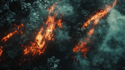 Fototapeta premium Burning forest composition background