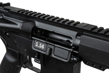 Modern automatic rifle isolated on white background. Weapons for police, special forces and the...