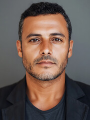 Obraz premium Male portrait ID card photo on gray background