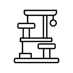 cat tree with multiple levels icon, cat day line art, cat day icon - simple black line art icon of cat tree with multiple levels, symbolizing cat day celebrations. cat day vector art.